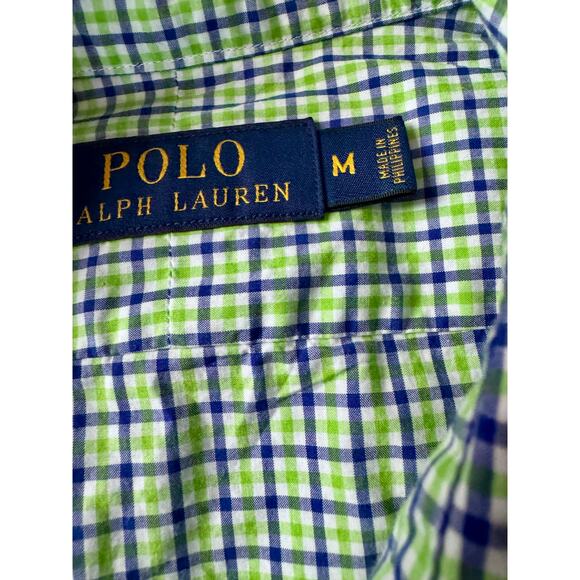 Polo Ralph Lauren Men's Medium Long Sleeve Button Down Shirt Green Blue - Picture 3 of 7